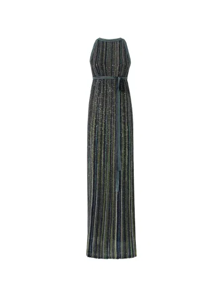 Rochie Missoni cu paiete cu dungi tricotate verde