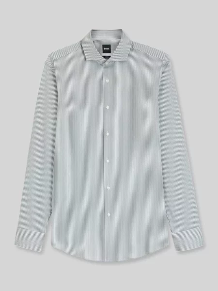 Koszula biznesowa o kroju slim fit z mieszanki bawełny model HANK-SP' Boss zielona
