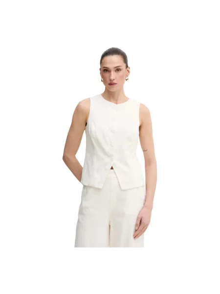 Lniana kamizelka Dkny biała