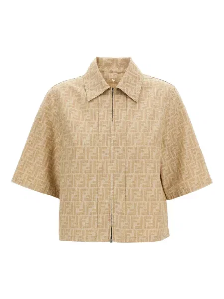 Kurtka jeansowa Fendi o krotszym kroju beżowa