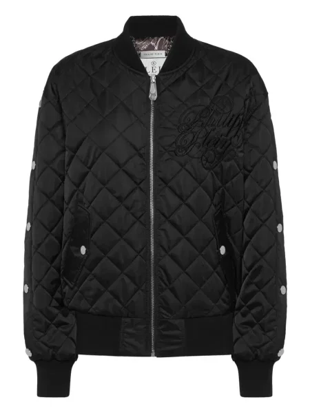 Haftowany pikowany kurtka bomber Philipp Plein czarny