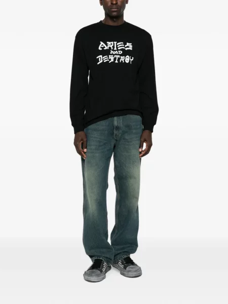 Lung tricou Aries cu imagine negru