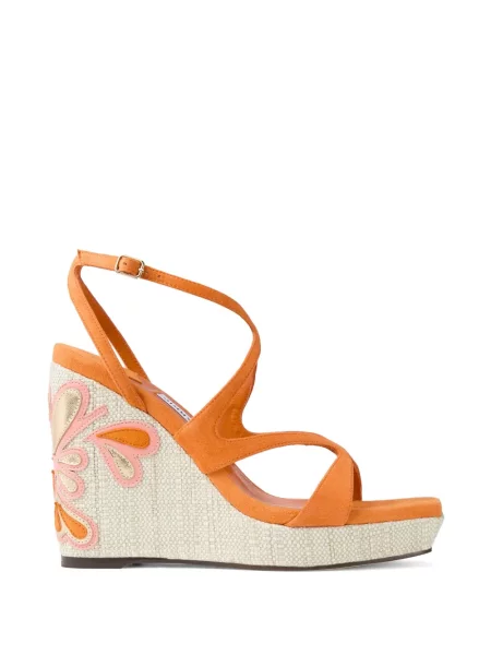 Espadrile Jimmy Choo cu model floral cu aplicații portocaliu