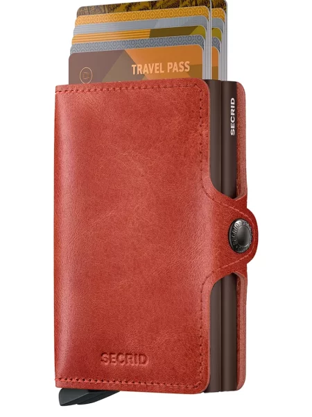 Secrid portofel RFID din piele portocaliu