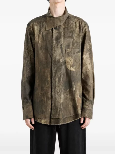 Absztrakt mintás ing Ziggy Chen nyomtatás zöld