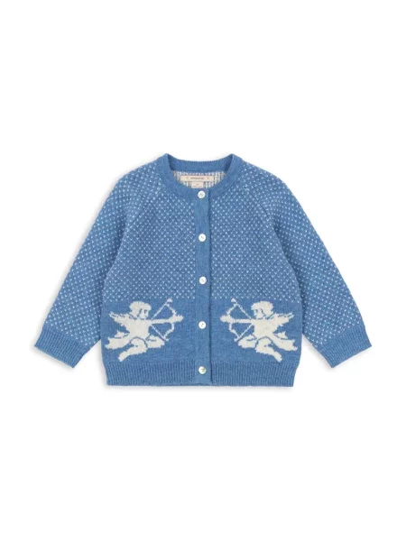 Konges Sløjd Dětský kardigan s příměsí vlny BELOU KNIT CARDIGAN modrý