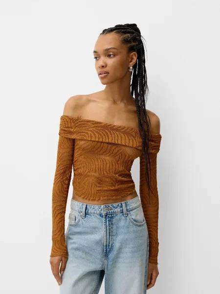 Bershka Tricou / coniac maro
