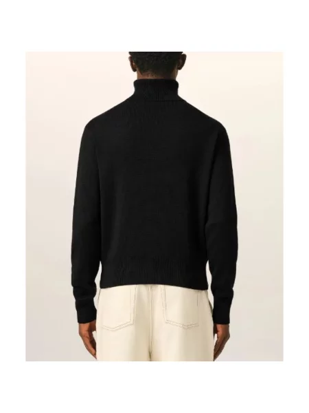 Sweter z golfem Ami Paris wełniany czarny