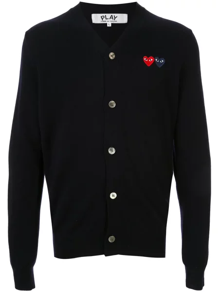 Cardigan Comme Des Garcons Play cu broderie albastru