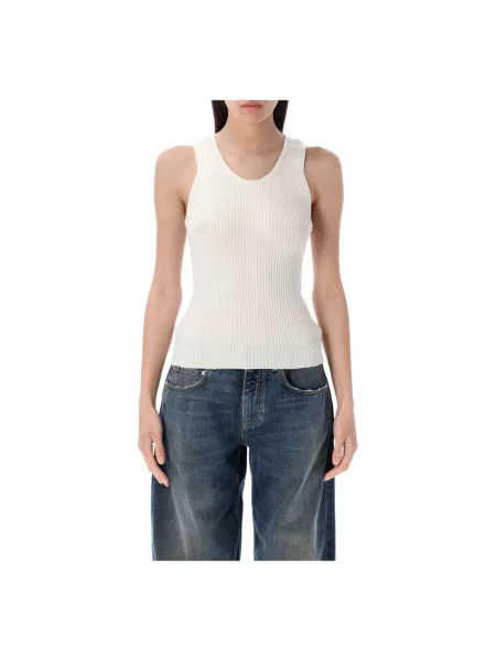 Lniany top Balenciaga biały