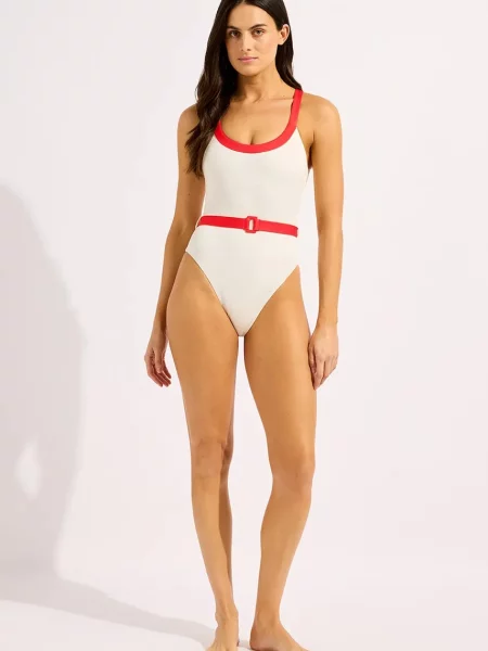 Seafolly strój kąpielowy jednoczęściowy Retro beżowy