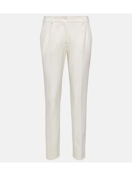 Pantaloni Dolce&gabbana cu talie joasă de lână alb