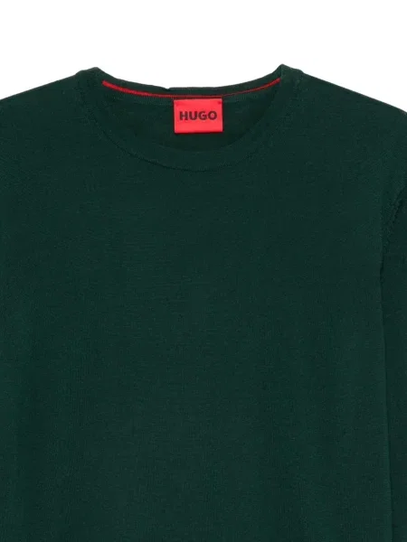 Pulover Boss cu decolteu rotund verde