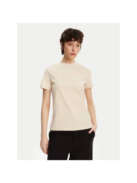 Calvin Klein Jeans Majica Regular Fit bež