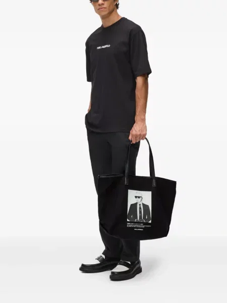 Geantă Karl Lagerfeld cu imagine negru
