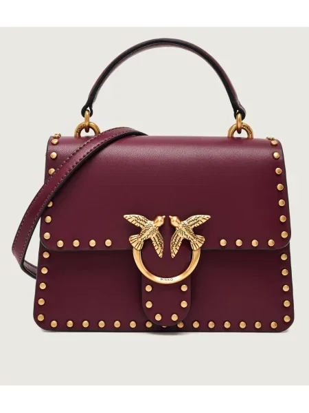 Pinko De piele cufăr top Handle Mini Light Studs