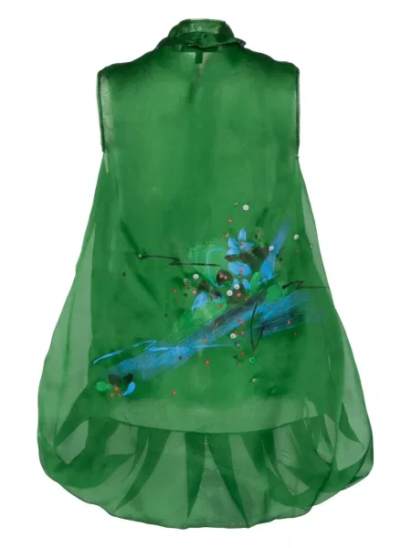 Vestă Shiatzy Chen cu model floral cu imagine verde