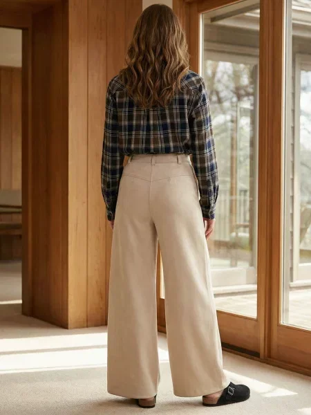 Замшеві Повсякденні штани Seventeen бежевий