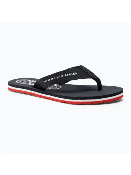Дамски джапанки Tommy Hilfiger Global Stripes Flat Beach Sandal red white blue бяло