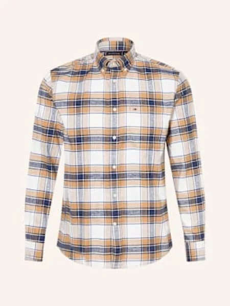 Tommy Hilfiger Flanelová Košile Regular Fit krémová/ tmavě modrá/ světle hnědá modrá