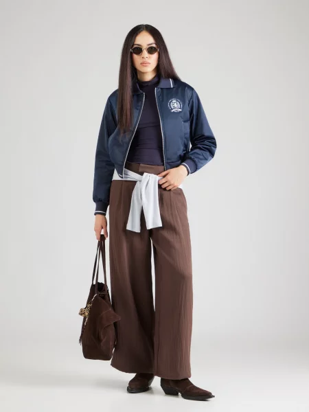 Tommy Jeans Prechodná bunda VARSITY tmavomodrá biela