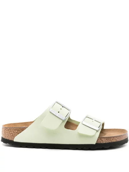 Papuci Birkenstock din piele de căprioară verde