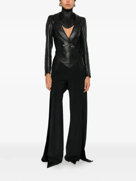 Top Mitiliane Couture din piele negru