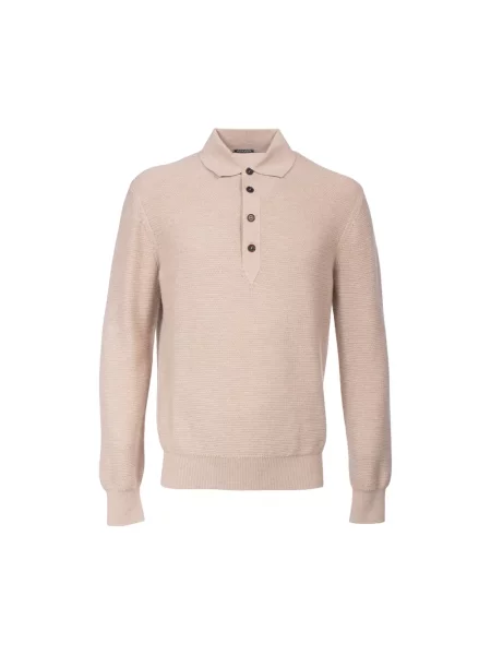 Koszulka polo Zegna z kaszmiru beżowa