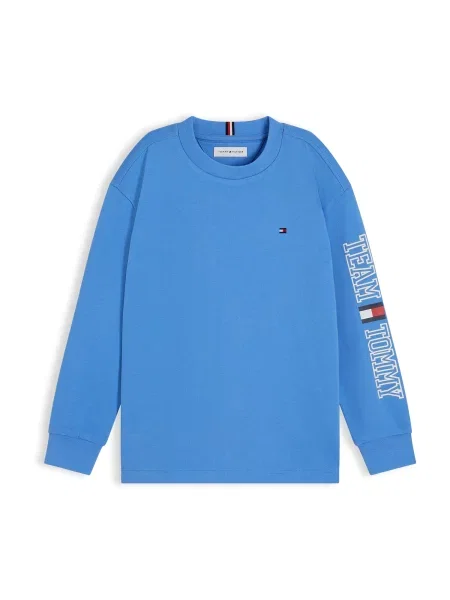 TOMMY HILFIGER Tricou Logo Long Sleeve albastru deschis / roșu intens alb