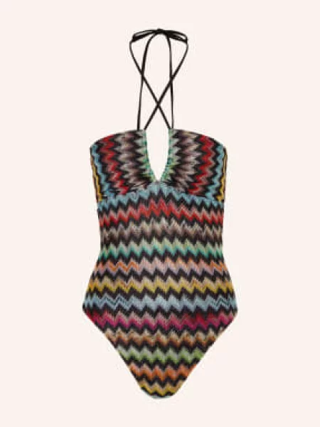Missoni Plavky S Vázáním Za Krkem / oranžová / žlutá černá