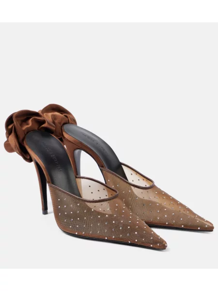Papuci tip mules Magda Butrym cu model floral plasă maro
