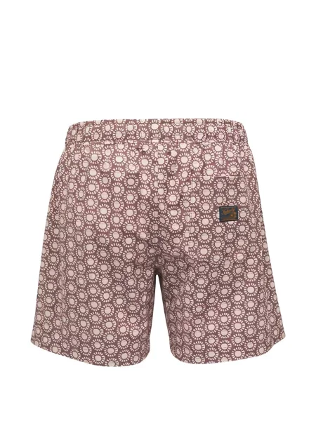 Slip de baie Faherty cu imagine cu imprimeu geometric maro