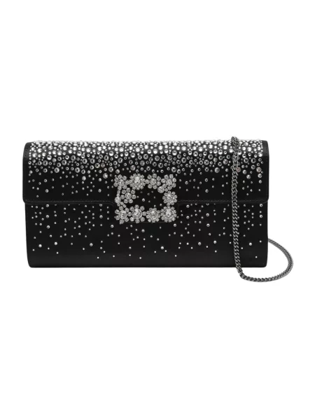 Satynowa kopertówka Roger Vivier czarna