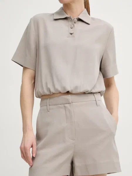 Remain pantaloni scurti femei neted high waist bej