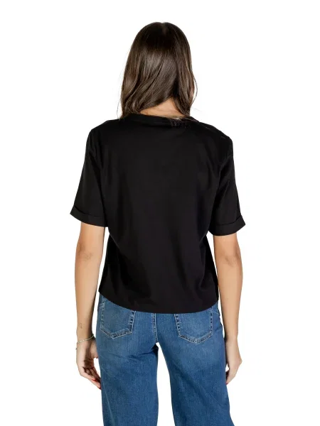 Koszulka Liu Jo z dekoltem w serek z kamieniami czarna