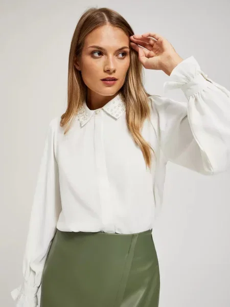 Cămașă Moodo cu perle alb