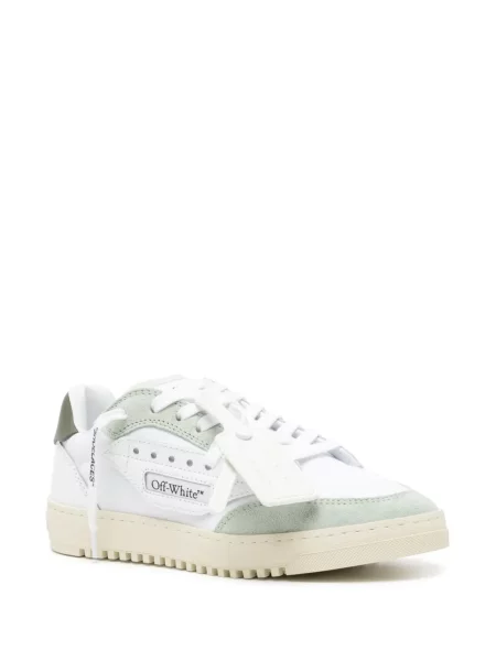 Sneakerși Off-white cu șireturi din dantelă alb
