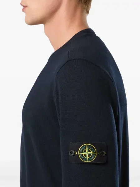 Вълнен пуловер Stone Island камъни синьо