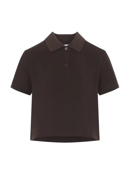Koszulka polo Saint Laurent o skróconej długości brązowa