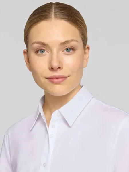 Bluzka z krótkim rękawem o kroju regular fit z bufiastymi rękawami More & More biała