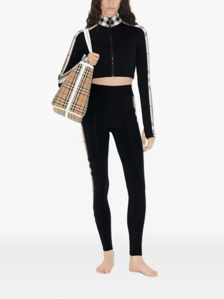 Ošišano top Burberry karirani od jersey crna