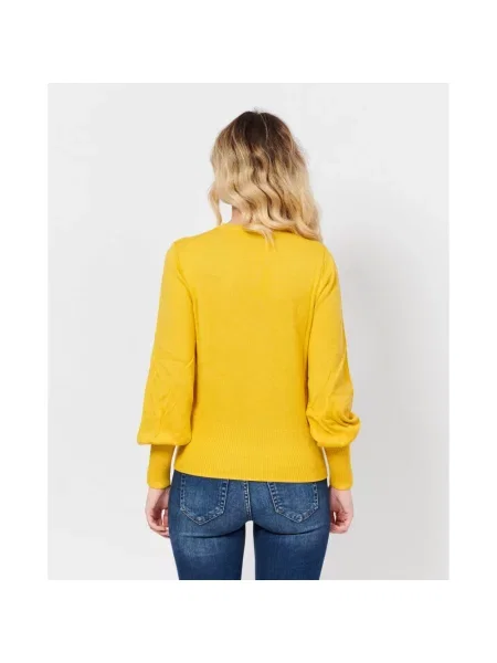 Sweter Armani Exchange wełniany z długim rękawem żółty
