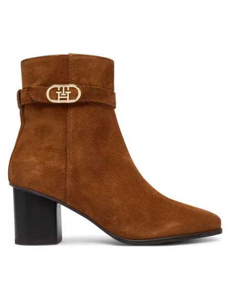 Tommy Hilfiger Botine Th Strap Suede Block Heel Boot închis bej