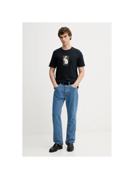 PS Paul Smith t-shirt granatowy z nadrukiem niebieska
