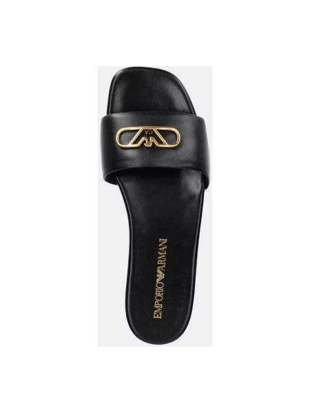 Klapki Emporio Armani skórzane czarne
