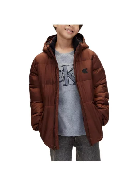 Geacă de blugi copii Calvin Klein Jeans maro
