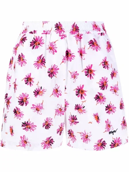 Pantaloni scurți Msgm cu model floral cu imagine alb