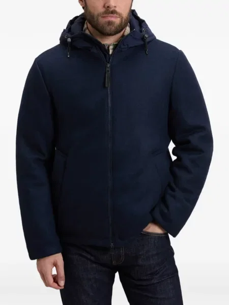 Geacă Woolrich cu glugă albastru