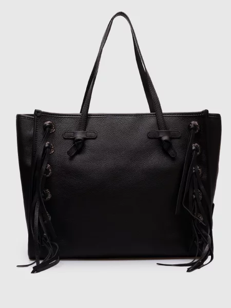 Шкіряна сумка-тоут Marcella з бахромою Gianni Chiarini чорна