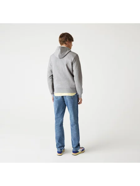 Lacoste Bluza Z Okrągłym Dekoltem Mieszanka Bawełny szara